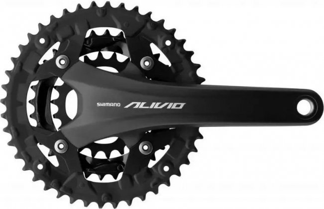 Система с интегрированным валом Shimano Alivio FC-T4060, длина шатунов 175 мм, набор звёзд 48-36-26T, без защиты цепи, чёрная, без упаковки Black