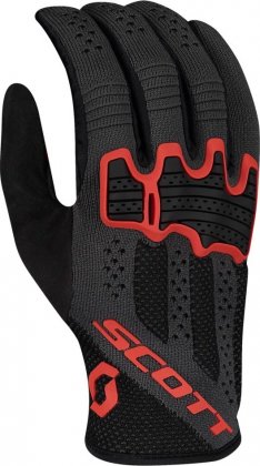 Перчатки с длинными пальцами Scott Gravity LF Glove, чёрные с красными элементами Black/Fiery Red