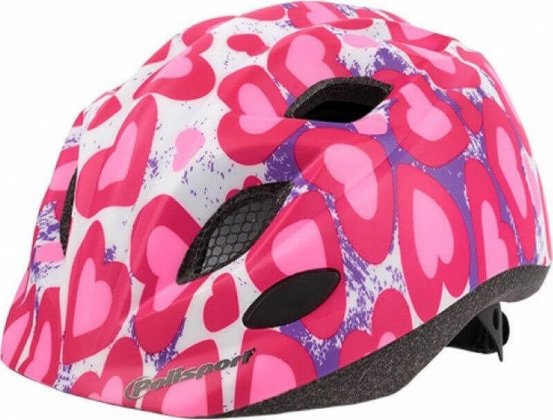 Шлем подростковый Polisport Junior, розовый с сердечками Glitter hearts
