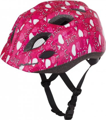 Шлем подростковый Polisport S Junior Premium, ярко-розовый с сердечками Love